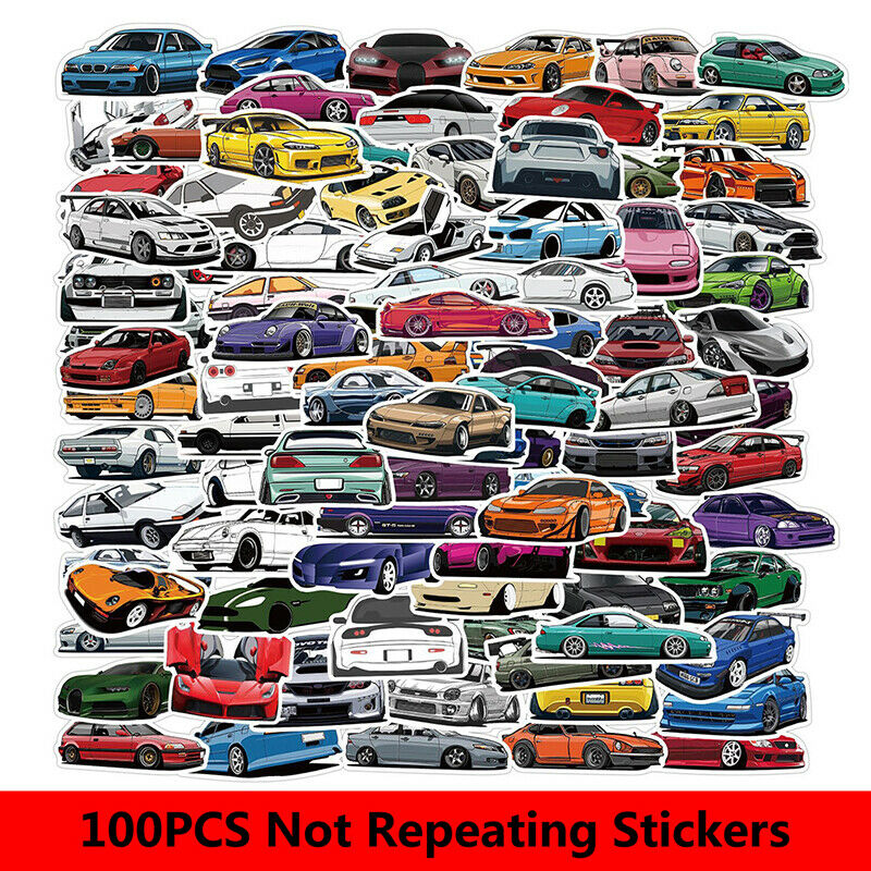50pc Cartoon Modified Performance Car Stickers Snowboard Laptop Luggage G.l8