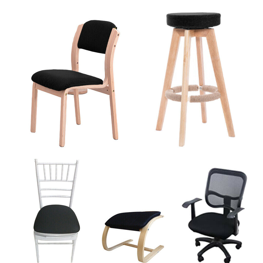 8Pcs Black Dustproof Round Square Chair Seat Covers Kitchen Chair Seat Cushion