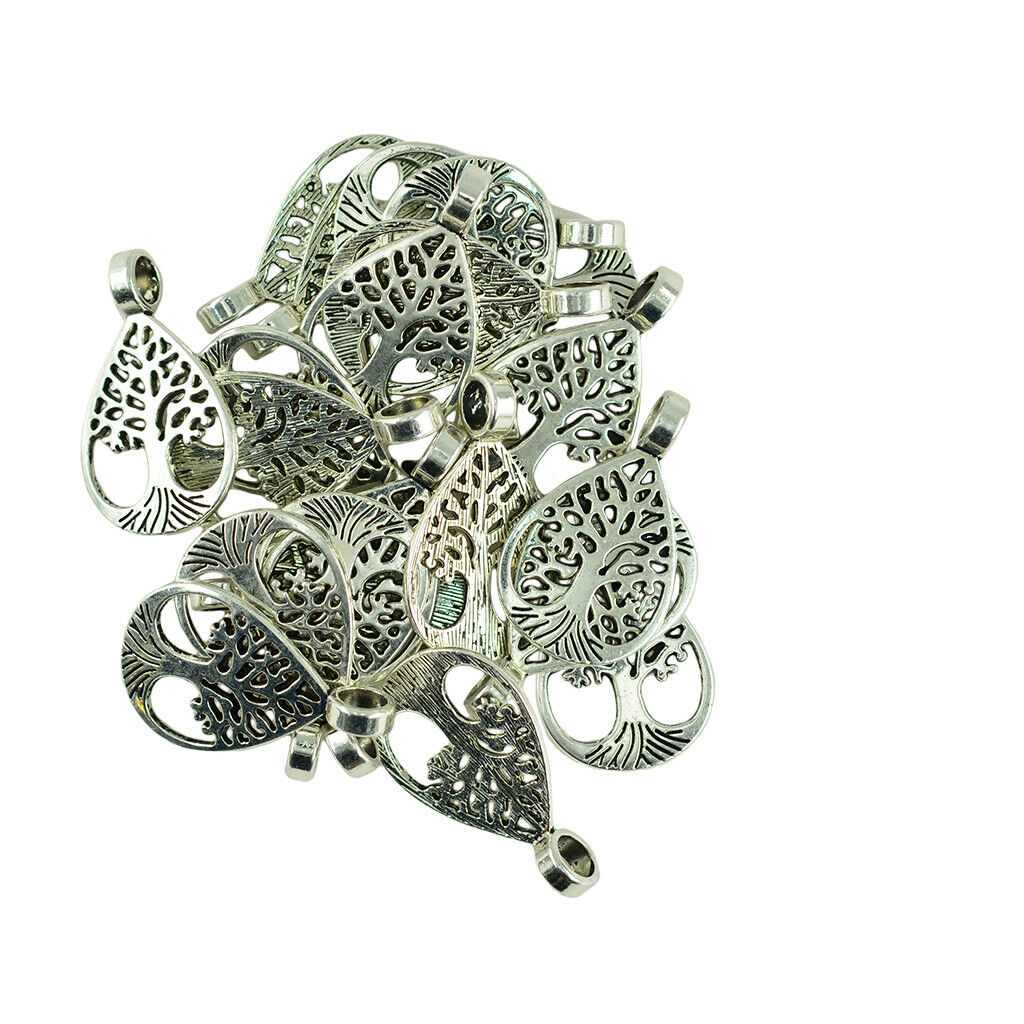70pcs Filigree Yoga Lotus Flower Charms & Tree Of Life Pendant DIY Crafts