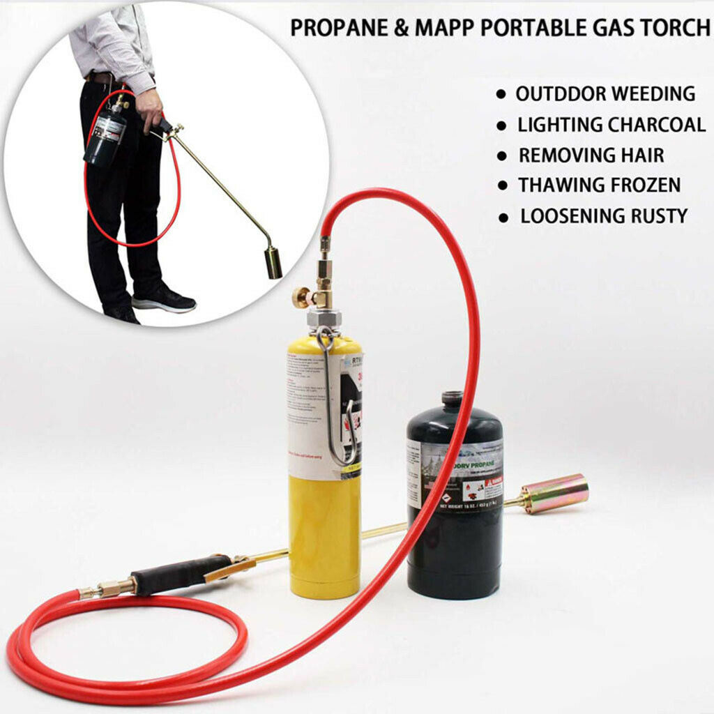 Weed Burner Gas Welding Torch Garden Roof Grass Blowtorch Flamethrower Hose
