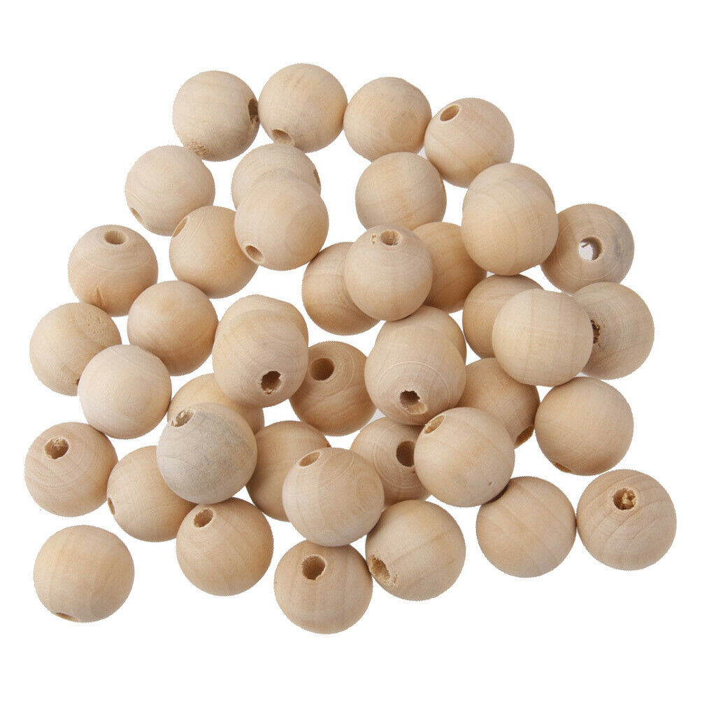Natural Wooden Unpainted Craft Beads Round Ball Beads DIY Jewelry 0.8cm
