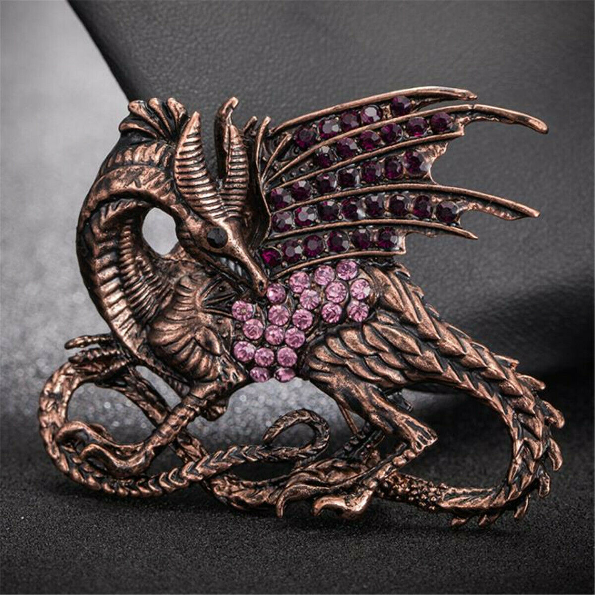 Shiny Dragon Brooch Lapel Pin Vivid Rhinestone Brooch Pin for Women Men Jewelry