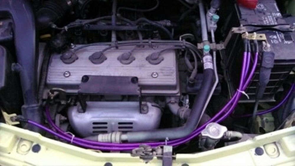 Auto Car Universal Earth Cable System Ground/Grounding Wire Kit 5 Point Purple