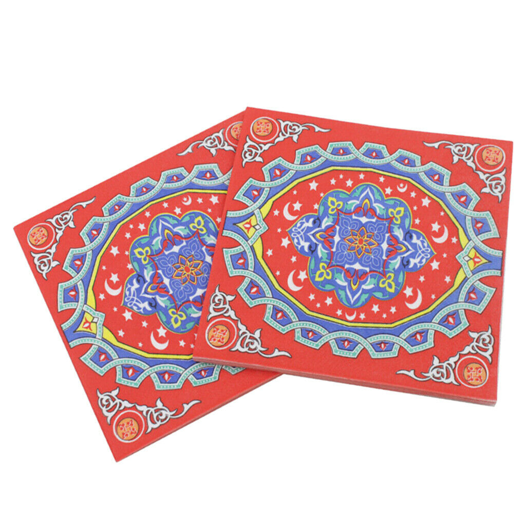 20 Pieces Disposable Paper Napkins Colorful Serviettes for Muslim Holiday