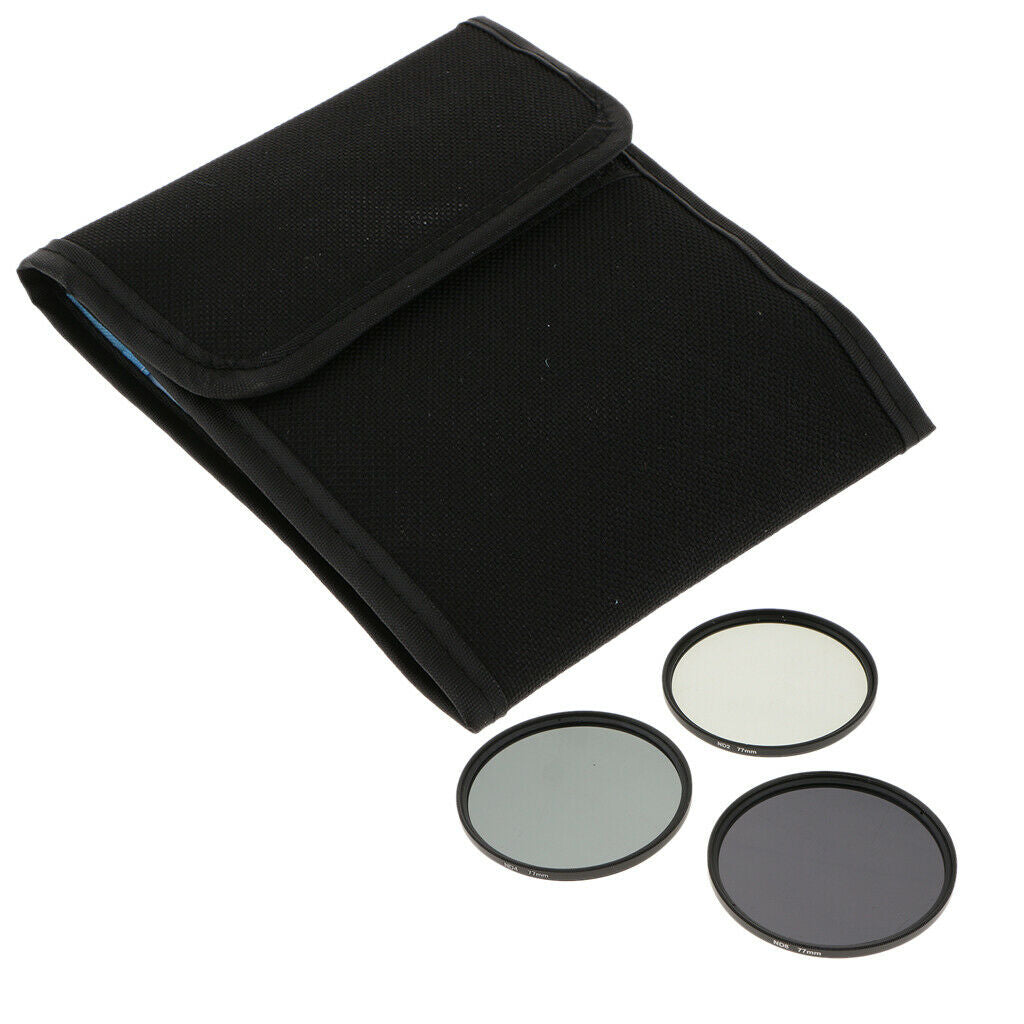77mm Professional ND2 ND4 ND8 Lens Filter&Pouch for Lenses with 77mm Thread