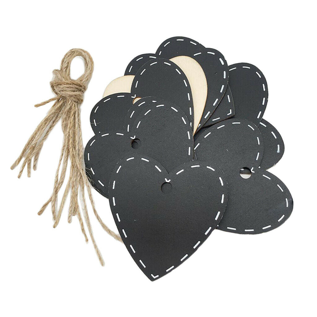 10pack Wooden Heart Mini Blackboard Chalkboard Memo Board Tags Message Signs