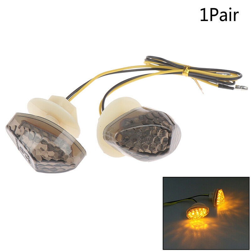 2Pcs Smoke LED Turn Signal Indicators Light Blinker For Motorcycle 10mm m.l8