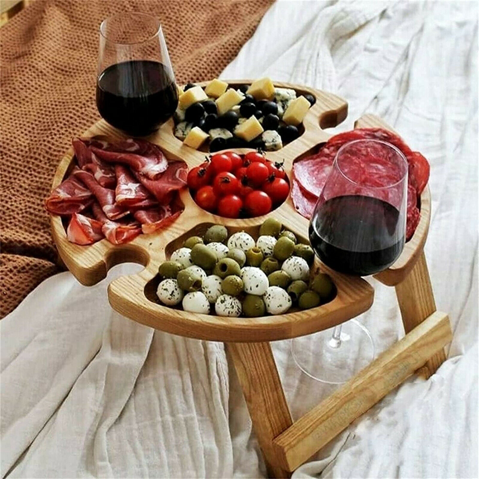 Outdoor Picnic Table 2 In 1 Wine Glass Rack for Family Party Camping Garden