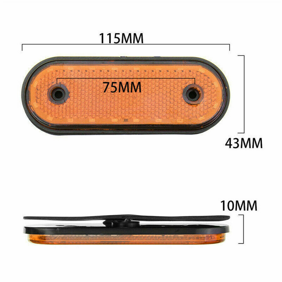 10 Pcs Orange Amber 24v 20 Led Side Marker Indicators Lights Truck Trailer Bus