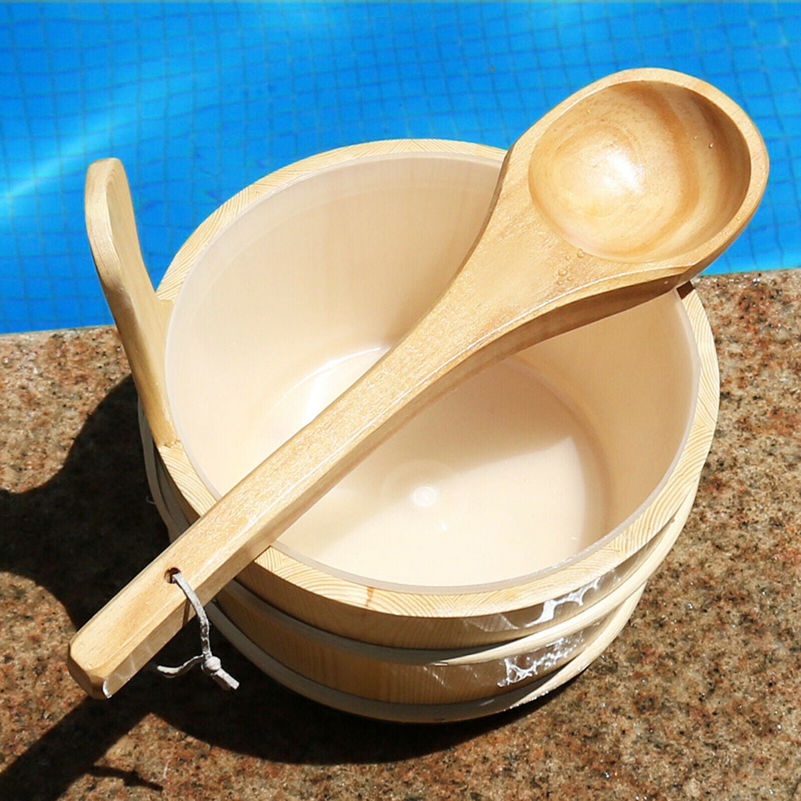 4L Solid Wood Sauna Bucket with Ladle SPA Bath Personal Care Accessories
