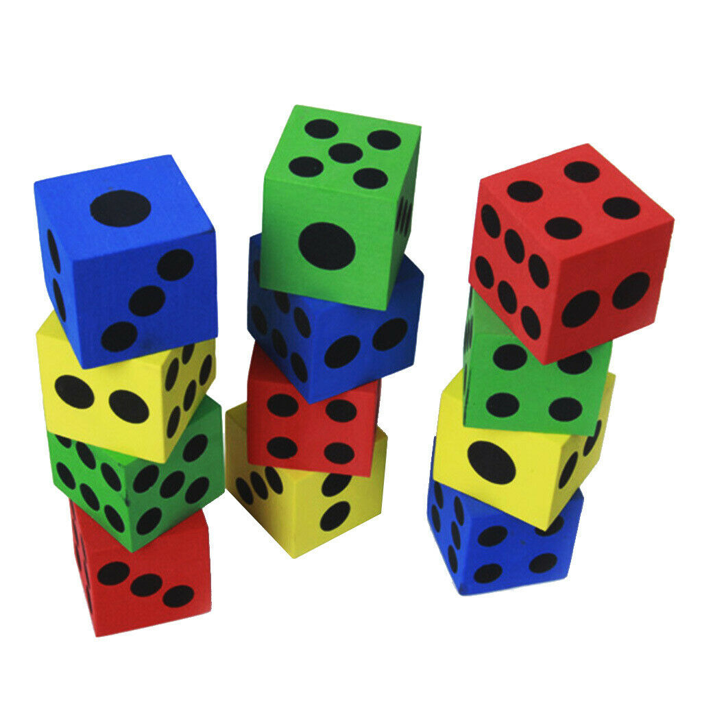 12 Pieces Mini Foam D6 Colorful Dices Set for Kids Educational Pastime Prize