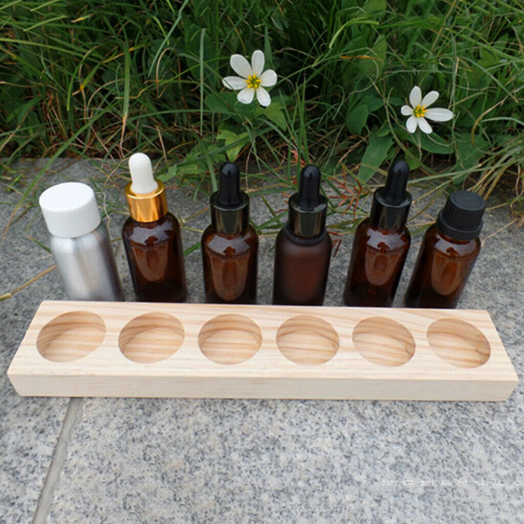 Aromatherapy Essential Oil Organizer Rack Wooden Storage Case Stand Holder Tray