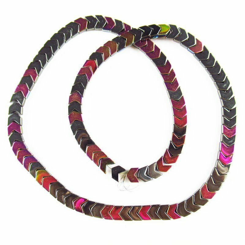 6x5x2mm Rainbow/Black Hematite Arrow Pendant Loose Bead 15.5 inch A-372TS