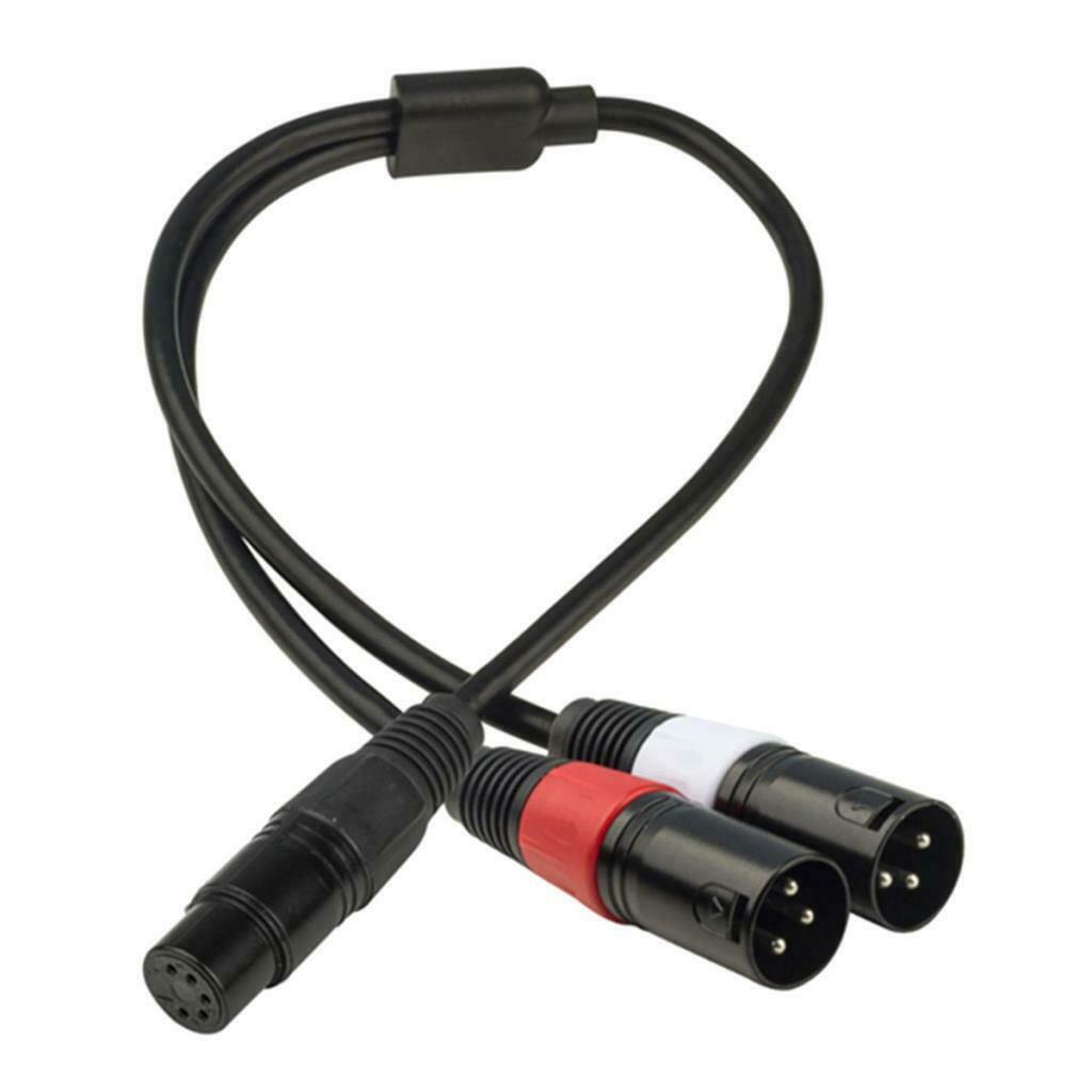 5-Pin Male to Dual 3Pin Female Camera Audio Cable XLR Stereo Lead 7inch