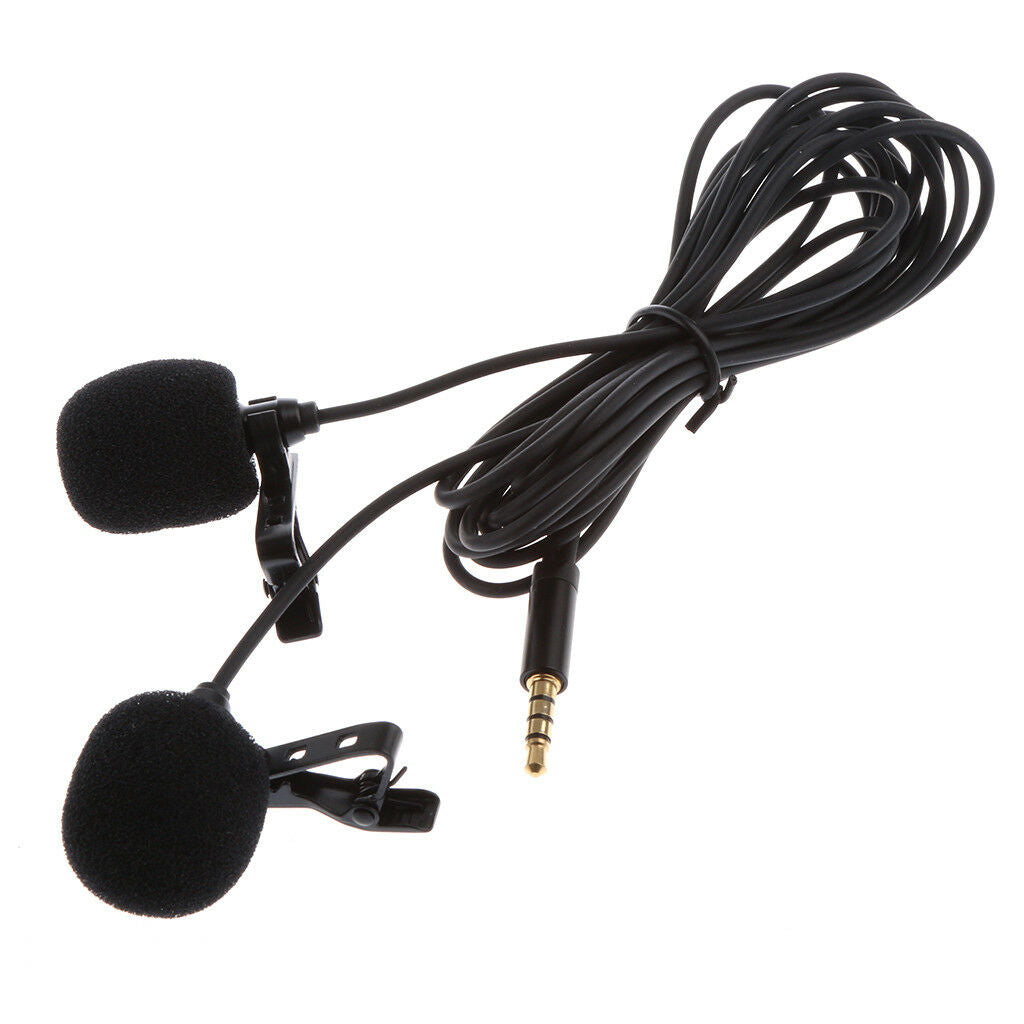 Professional Dual-head Lavalier   Omnidirectional Condenser Microphone