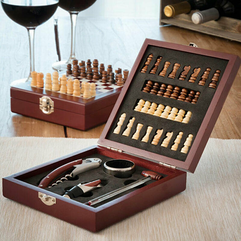 Set D’Accessories To Wine And Checkerboard IN Box - For Fans Chess Set - New