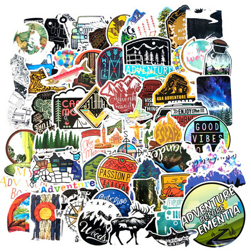 65Pcs Hiking Travel Stickers Adventure Outdoor Landscape Waterproof PVC DecalRDD