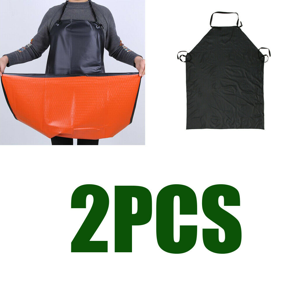 2xWaterproof PU Apron Home Kitchen Cooking Laboratory Apron 120cm