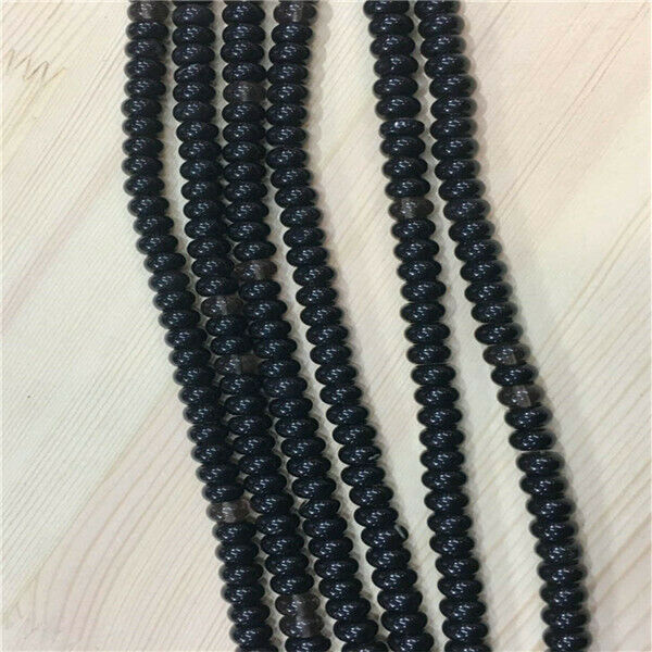 1 Strand/80Pcs 8x5mm Black Agate Rondelle Abacus DIY Spacer Beads 15.5inch HH564