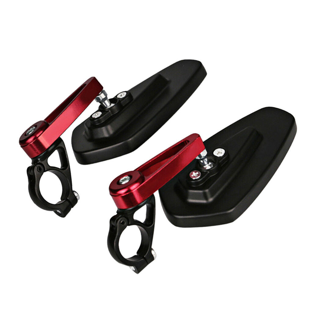 Pair 7/8" 22mm CNC Motorbike Red Handle Bar End Rear View Side Mirrors