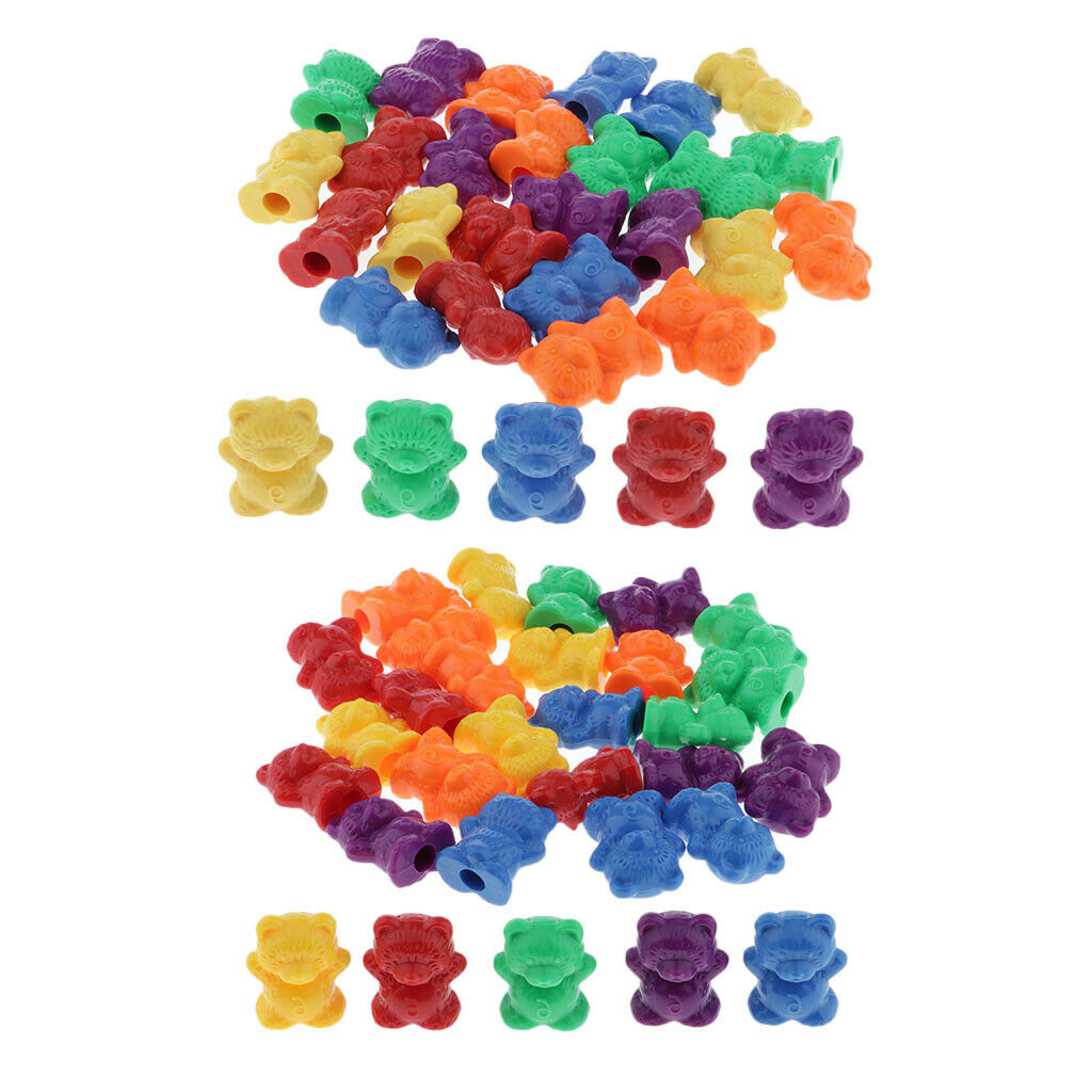 60Pcs Colorful Rainbow Bears 3g & 6g Weights Preschool Math Skills Toys