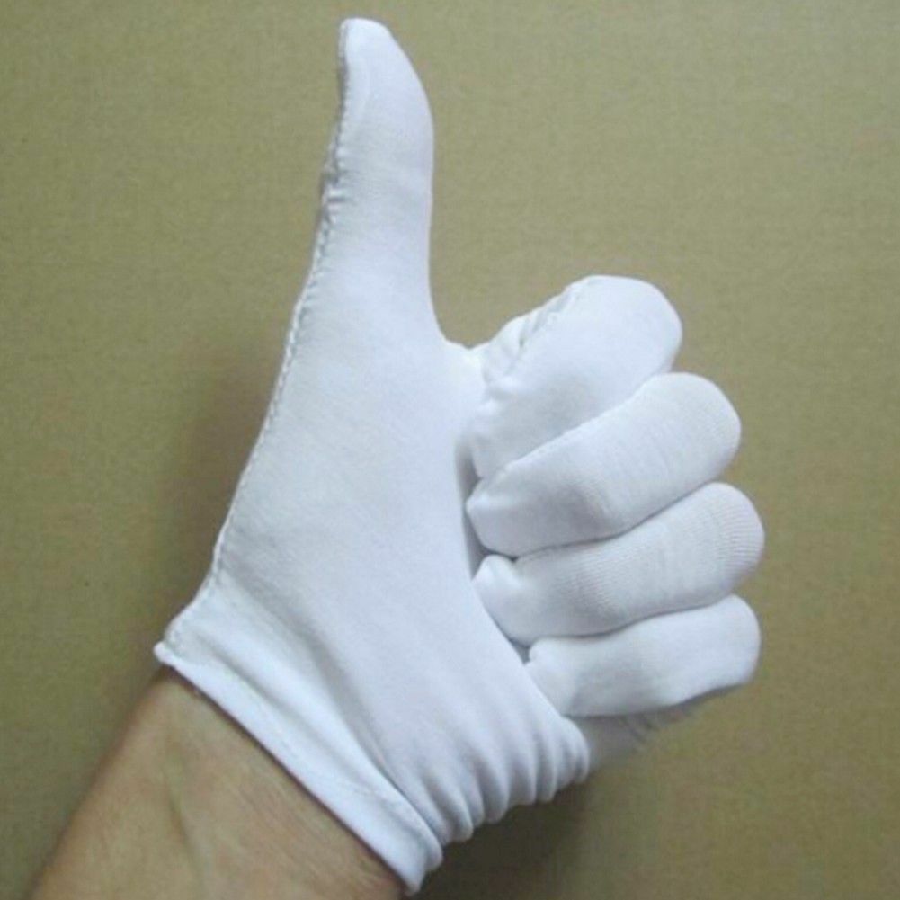 5 pairs100% COTTON WHITE GLOVES Moisturising Butler Beauty Waiters Magician