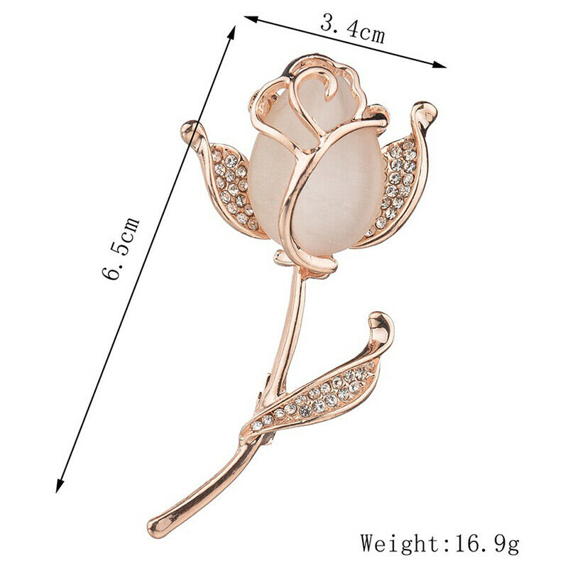 Rose Flower Brooches for Women Tulip Fashion Pin Elegant Rhinestone Broo.l8