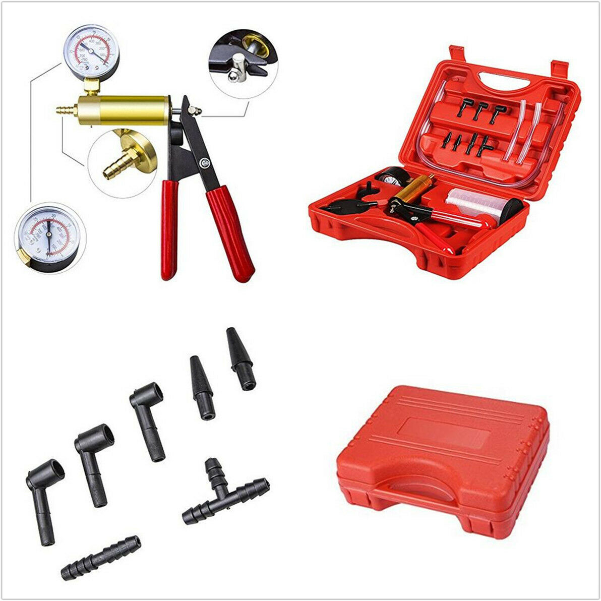2in1 Hand Held Vacuum Pump Tester Set & Car Brake Fluid Bleeder Replacement Tool