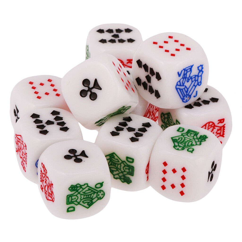 Lots 10 6 Sided Poker Card Dice Casino Poker Favours Prop Tabletop Supplies