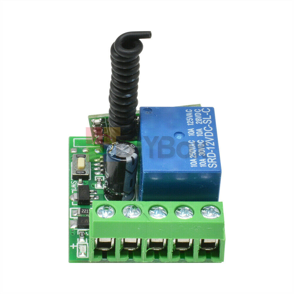 2PCS DC12V 10A 1-Channel Wireless Relay RF Remote Control Switch Receiver 433MHz