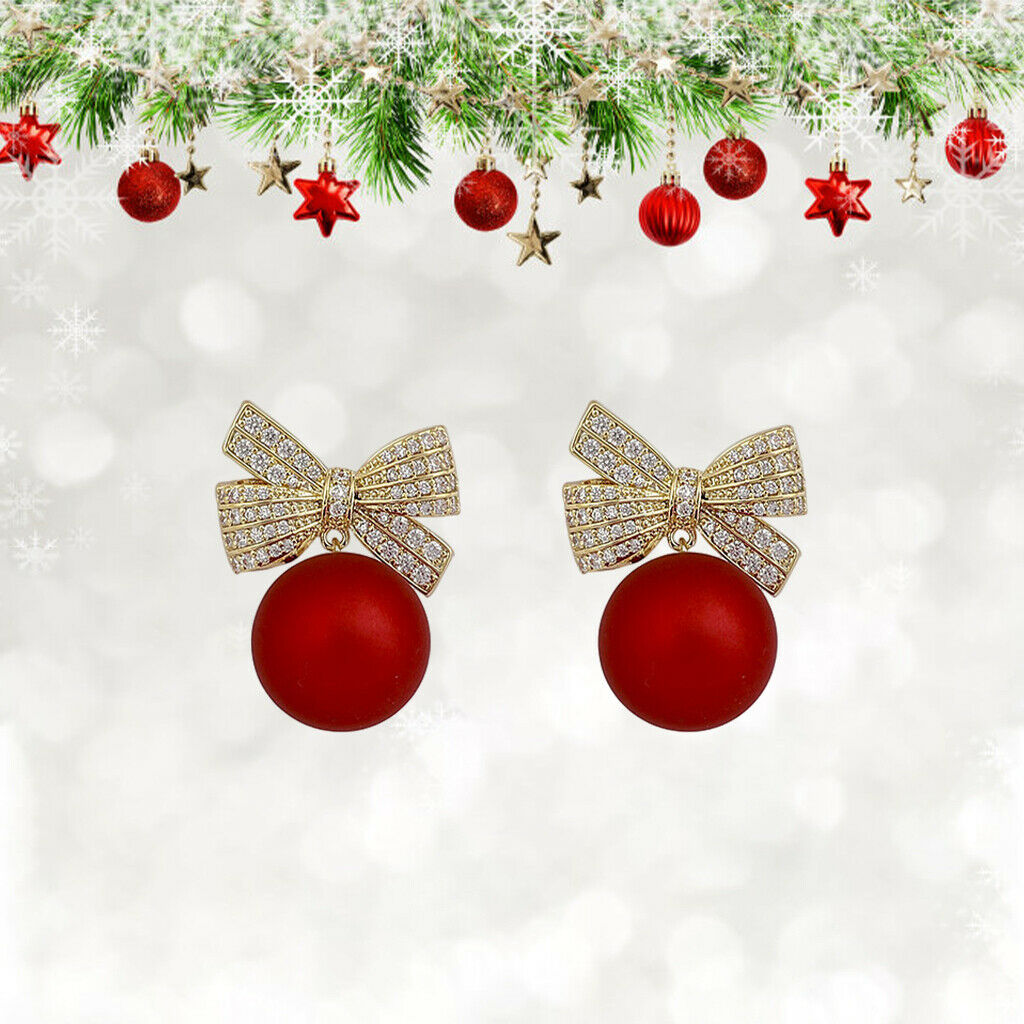 Fashion Crystal Bowknot Red Stud Earring Daily Wear Jewelry for Ladies