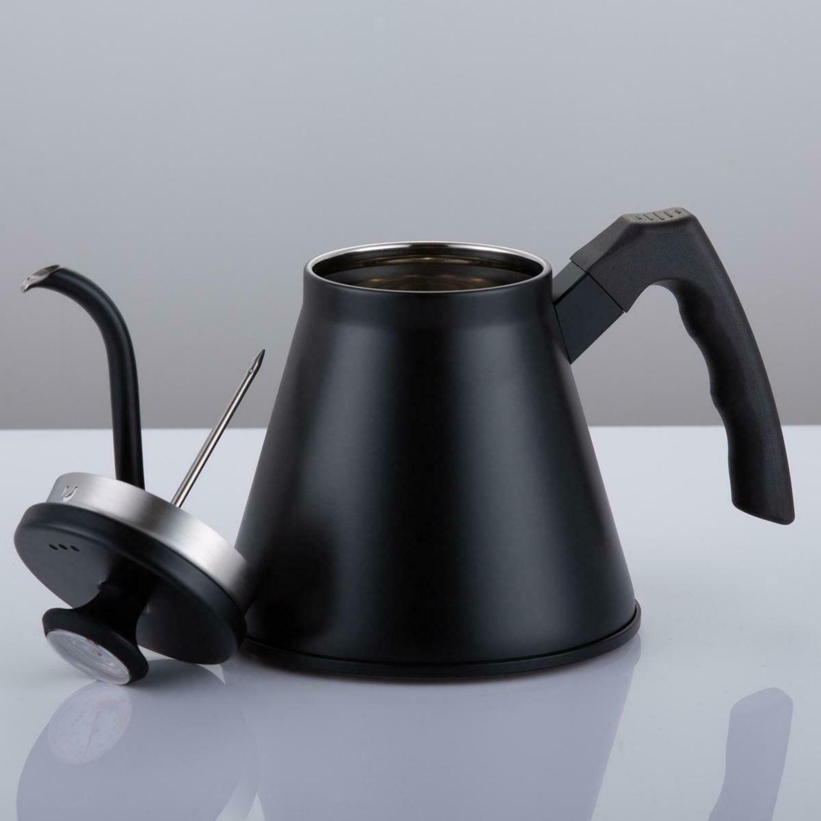 Gooseneck Coffee Pour Over Kettle Flow Spout and Thermometer for Stovetops