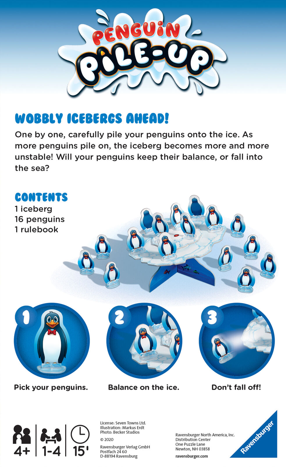 20576 Ravensburger Penguin Pile Up Travel Game Children Kids Age 4 Years+
