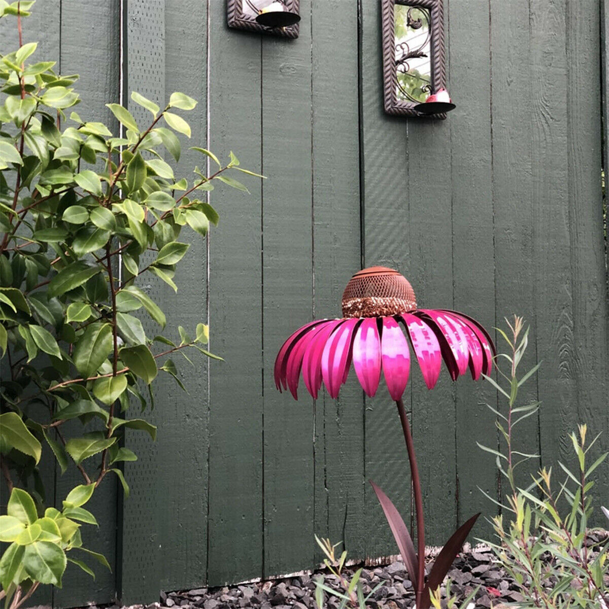 Creative Sensation Pink Coneflower Bird Feeder Outdoor Garden Yard Decoration