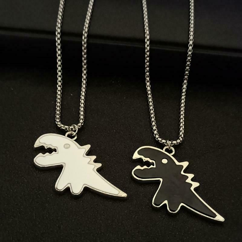 2 Pcs/Set Cute Pendant Gift Dinosaur Necklace For Women Men Couples Matching