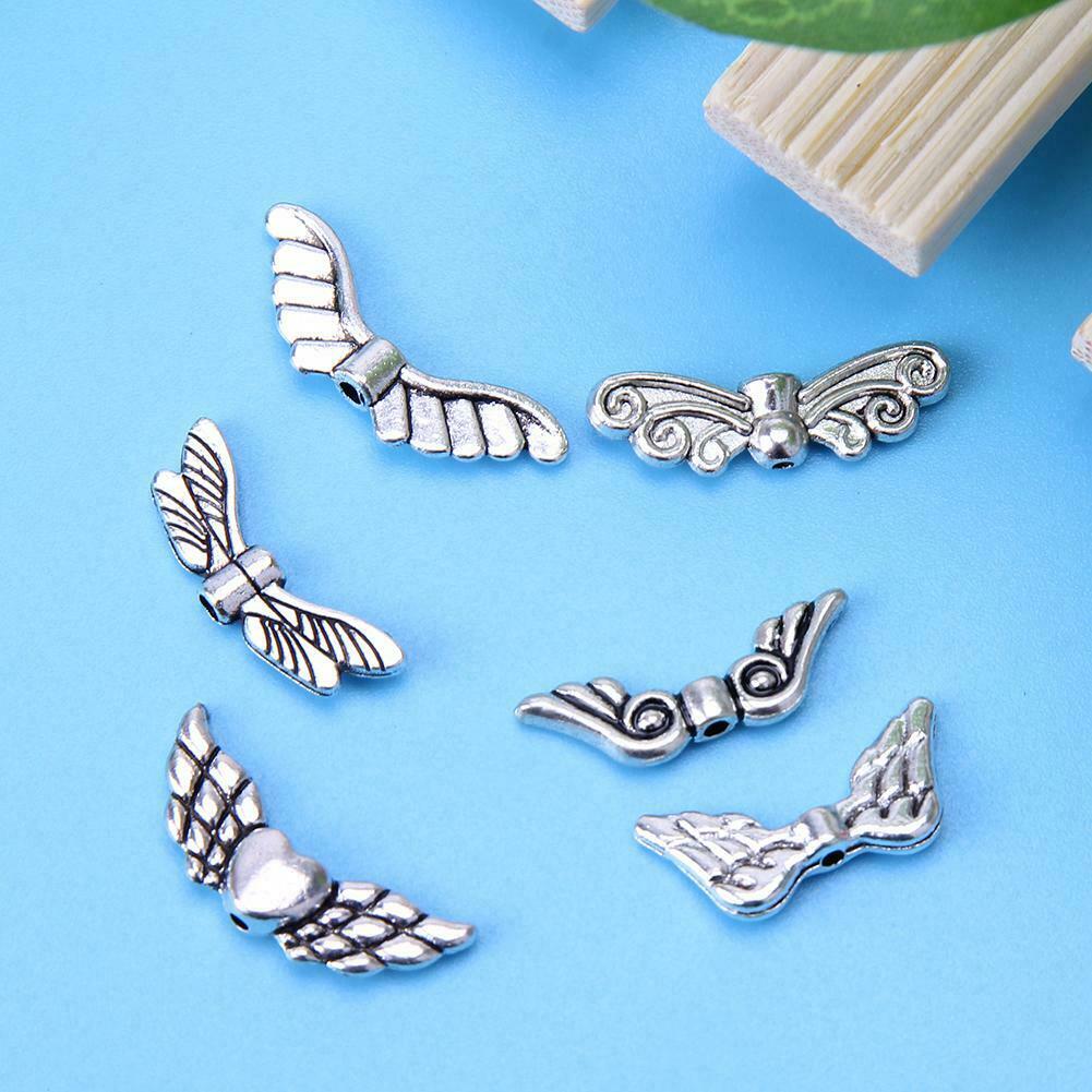 60pcs Butterfly Angel Wings DIY Decor Charm Jewelry Pendant Chain Necklace @