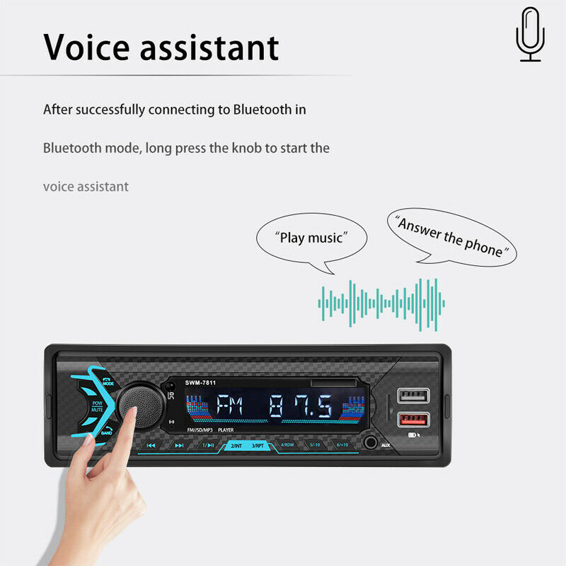 12V 1 Din Car Remote Control Digital Audio MP3 Radio Player USB/SD/AUX Bluetooth