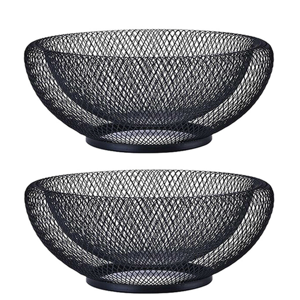 2x Fruit Serving Bowl Snacks Container Countertop Decorative Holder Black