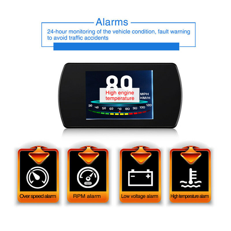 Universal HUD Head-up Display Car OBD2 Smart Digital Speedometer Speed Alarm