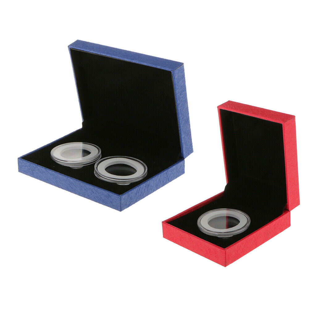 2x Collectibles 1/2 Holes Commemorative Coins Storage Display Case Gift Box