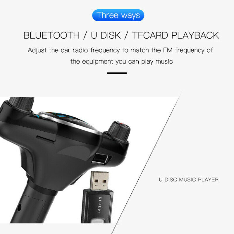 Bluetooth FM Transmitter for Car Radio Receiver / Audio Adapter USB Charger MP3