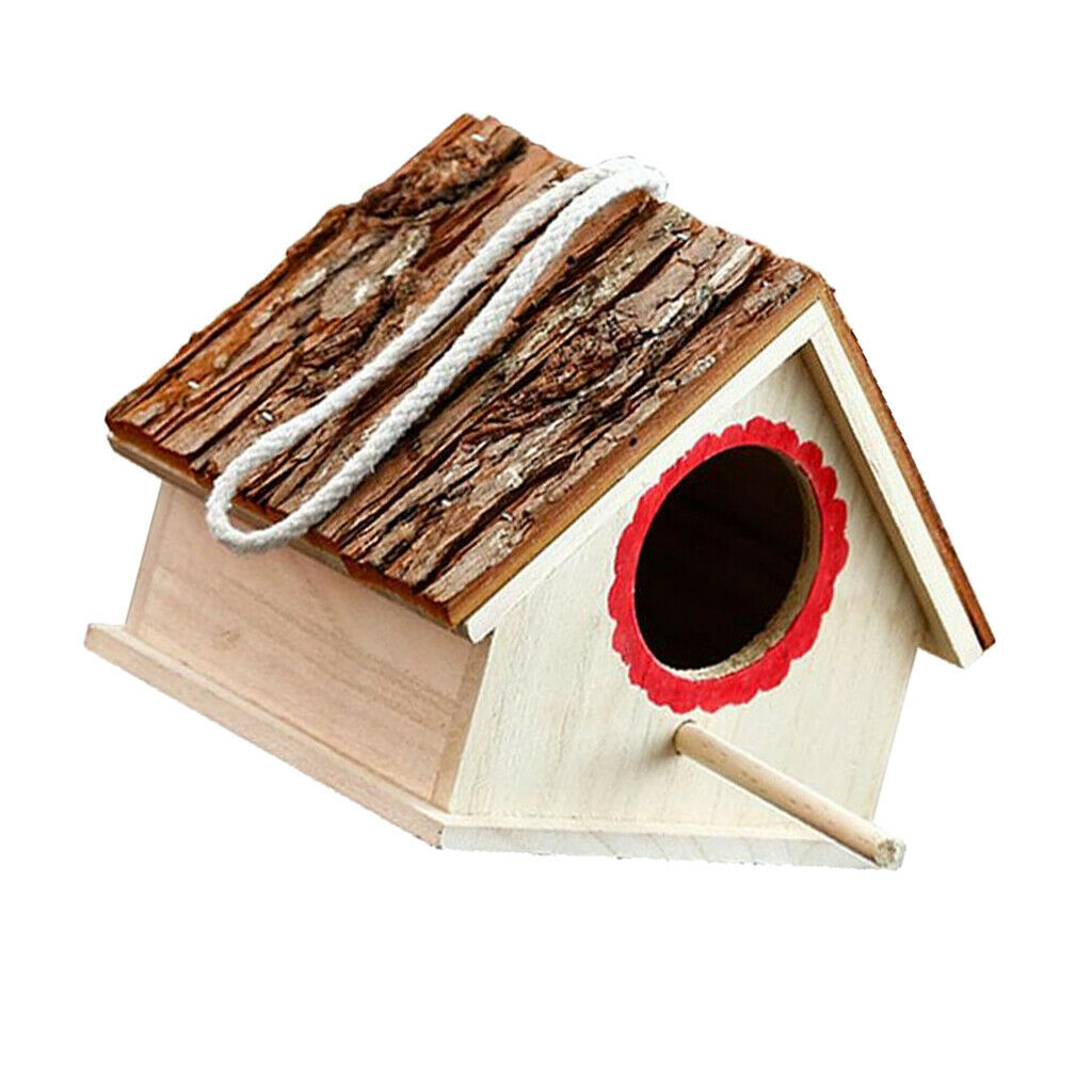 MagiDeal Wooden Bird House Nesting Box w/ Stick For Small Wild Garden Birds
