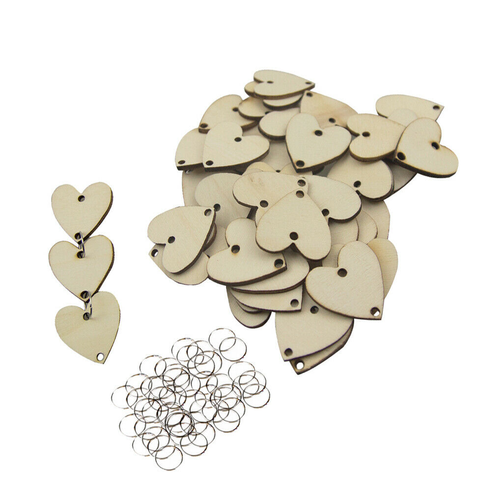 100pcs Heart/Circular Shape Tree Slices Wood Slices Ornament Labels Label With