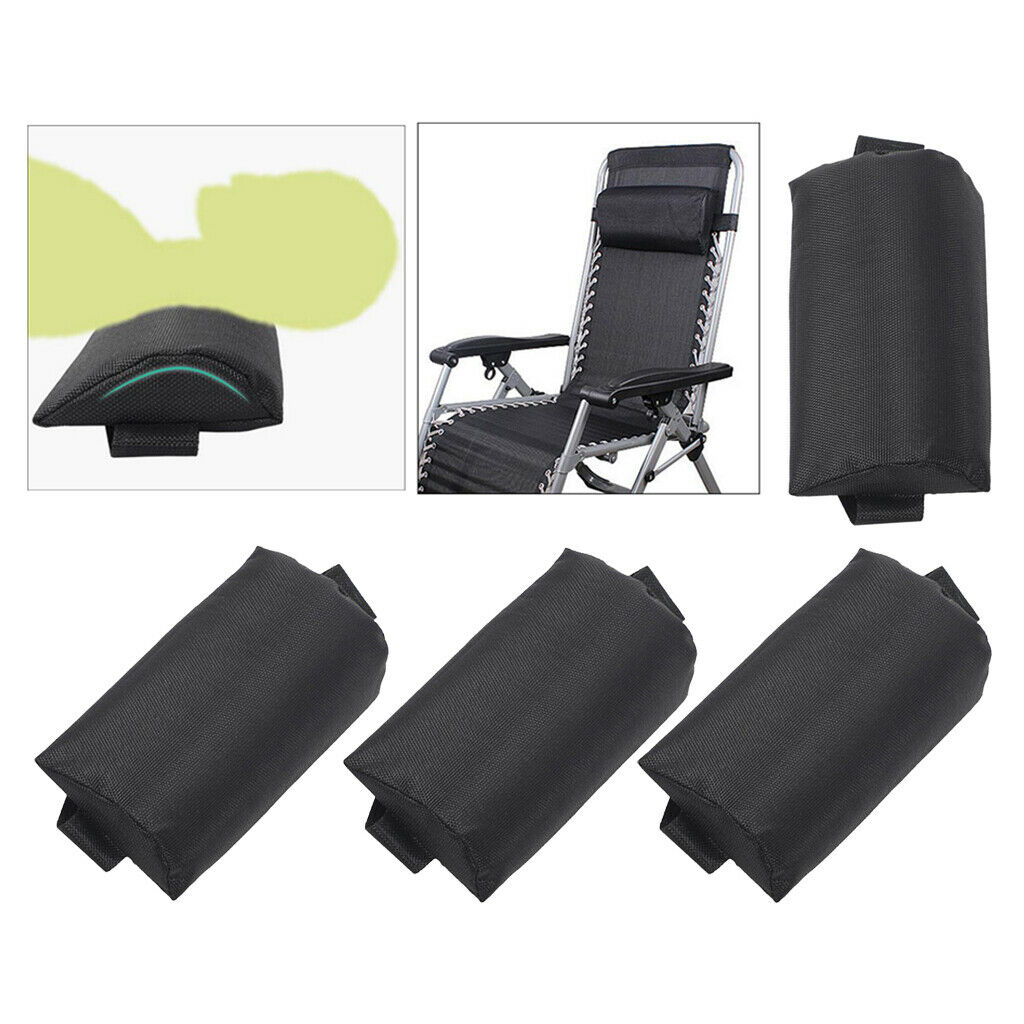 Qty 4 Folding Recliner Chairs Removable Head Pillow for Outdoor Sun Lounger