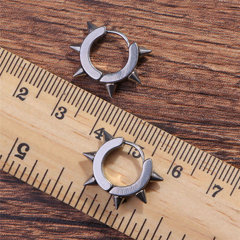 Rivet Spike Ear Clip Earrings Stainless Steel Ear Studs Earrings Punk Jewe.l8