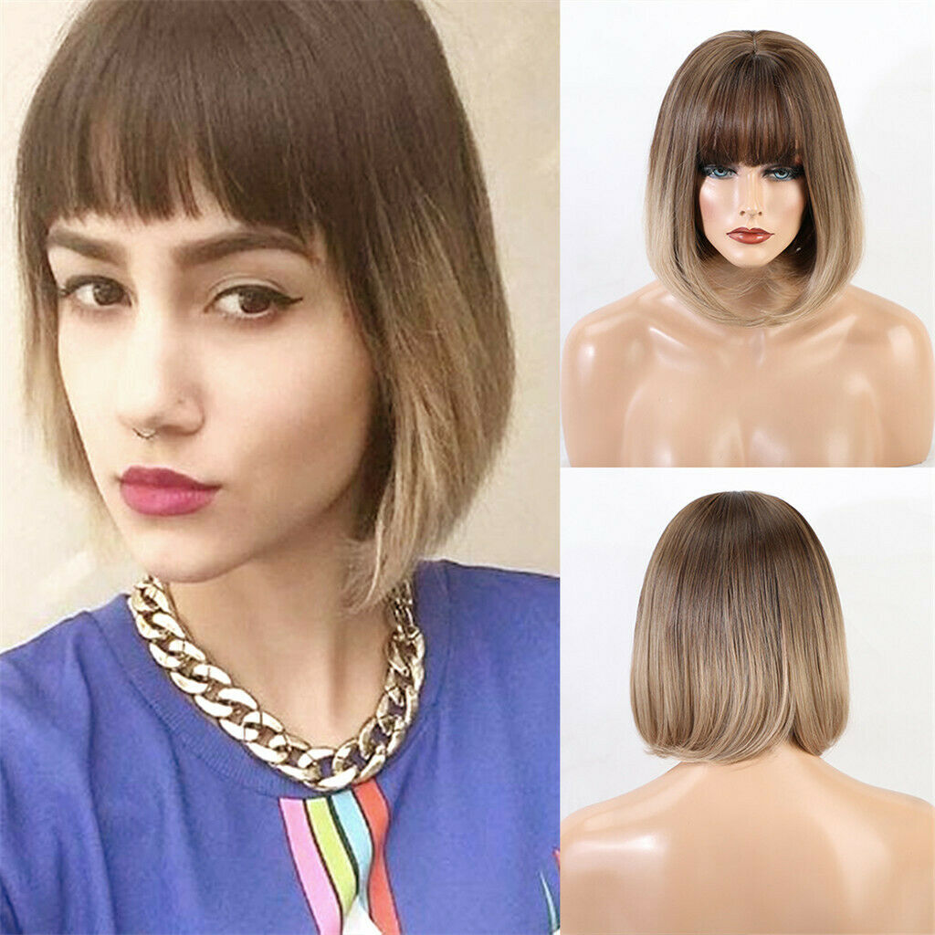 Natural Heat Resistant Middle Part Bob Wigs for Daily Party Costume Prom