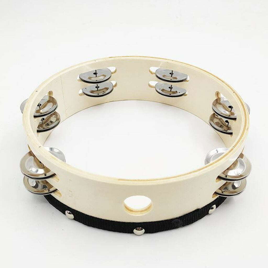 Double row TAMBURIN metal jingles percussion Ergonomic handle 8