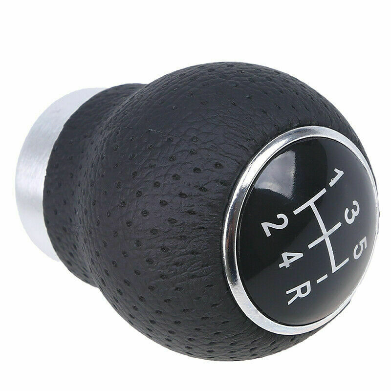 Car Gear Shift Knob Shifter Lever Head 5 Speed Universal Black Aluminum ï¼†Leather
