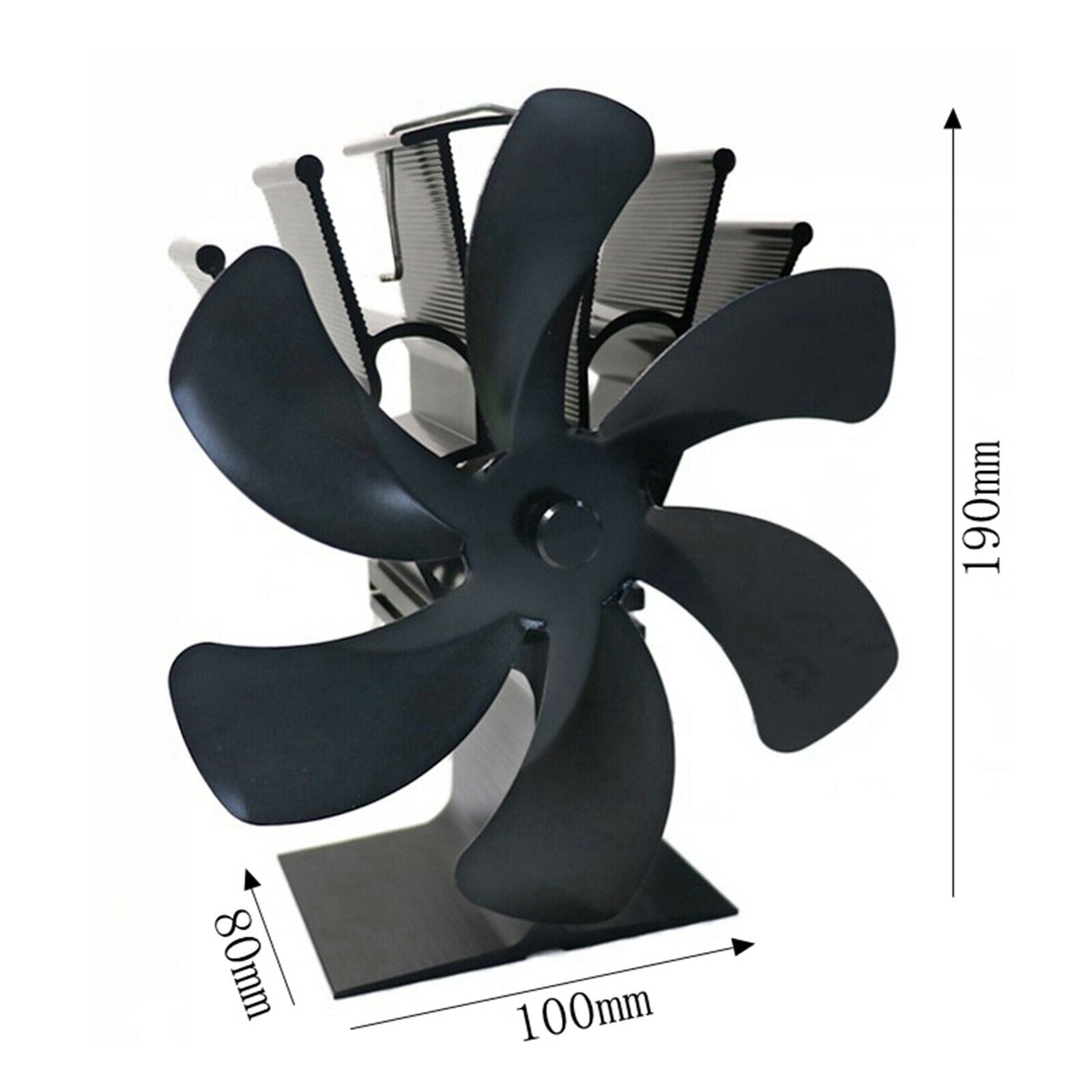 6 Blade Fireplace Fan Heat Powered Stove Fan for Wood/Log Burner/Fireplace