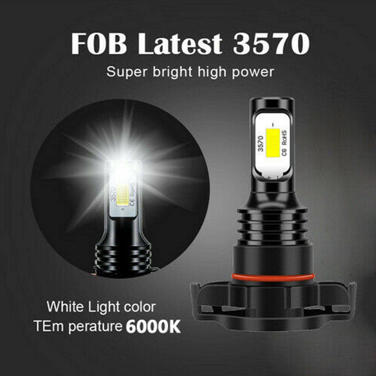 2PCS 5202 6000K LED Headlight Fog Light Bulbs For 2014 2015 GMC Sierra 1500